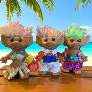 Set of 3 uneeda wishnik vintage 7” trolls
